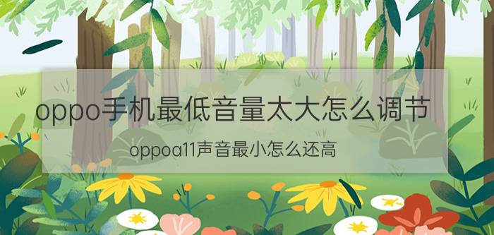 oppo手机最低音量太大怎么调节 oppoa11声音最小怎么还高？